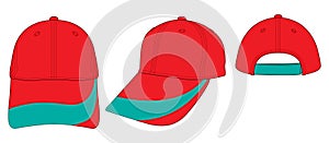 Baseball Cap Design Vector Red / Turquoise